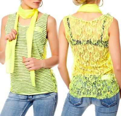 neon yellow lace top