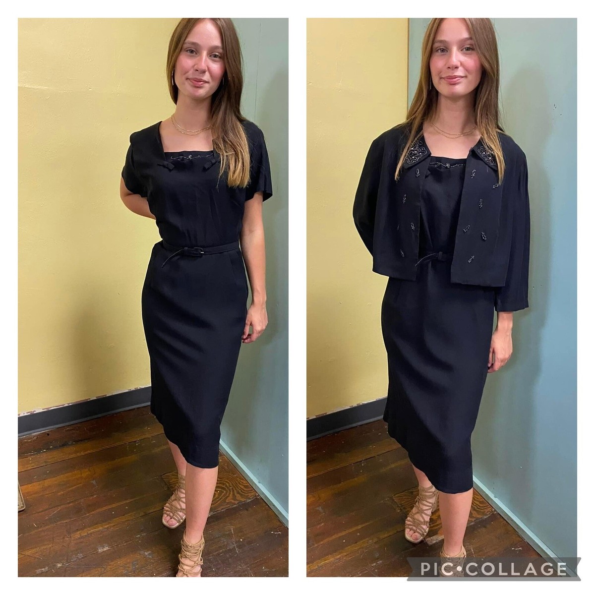 Vintage 50's/60's Slendertone Black Cocktail Dress & Jacket L