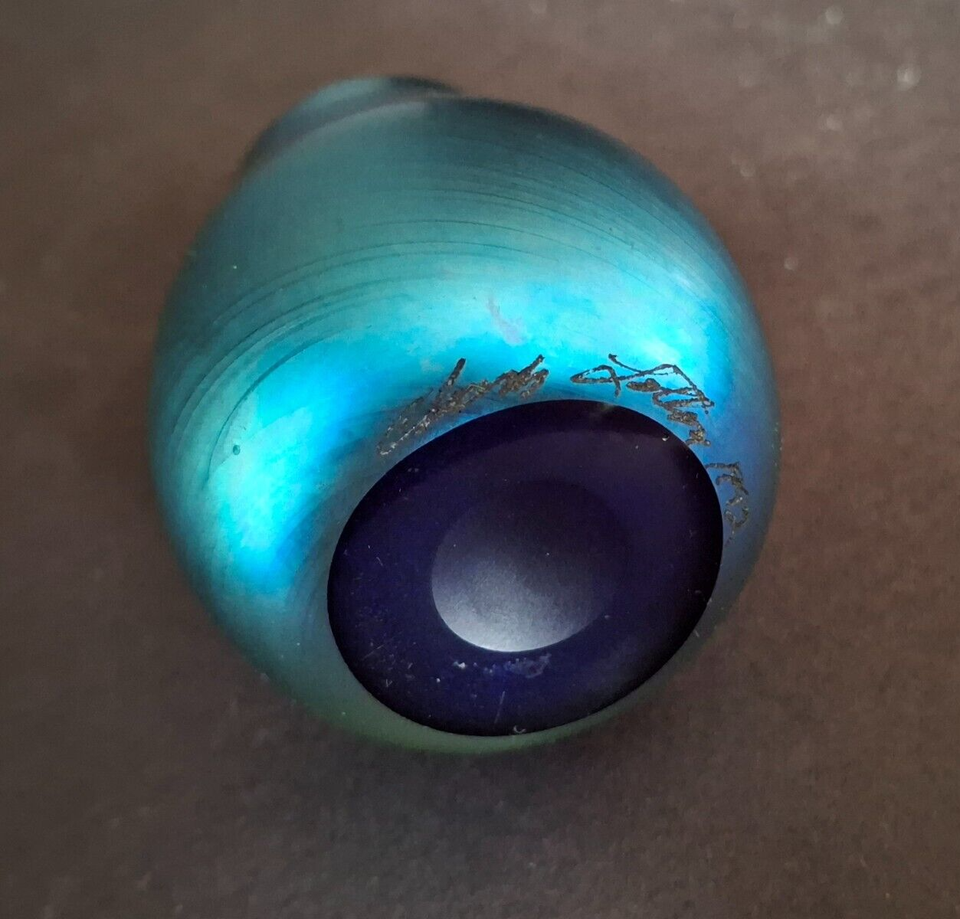 Charles Lotton Art Glass Miniature Blue Aurene Vase Excellent eBay