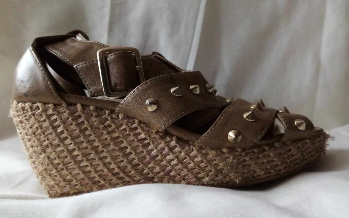 New Look Girls Espadrille Woven Heel Wedge Sandals Size 2 Brown