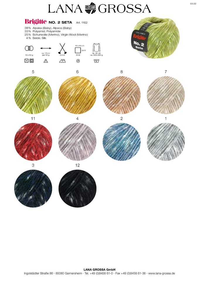 (170 €/kg): 50 g LG BRIGITTE NO. 2 SETA,  mit Alpaka und Seide, Fb. 003 # 7283 - Bild 3 von 3