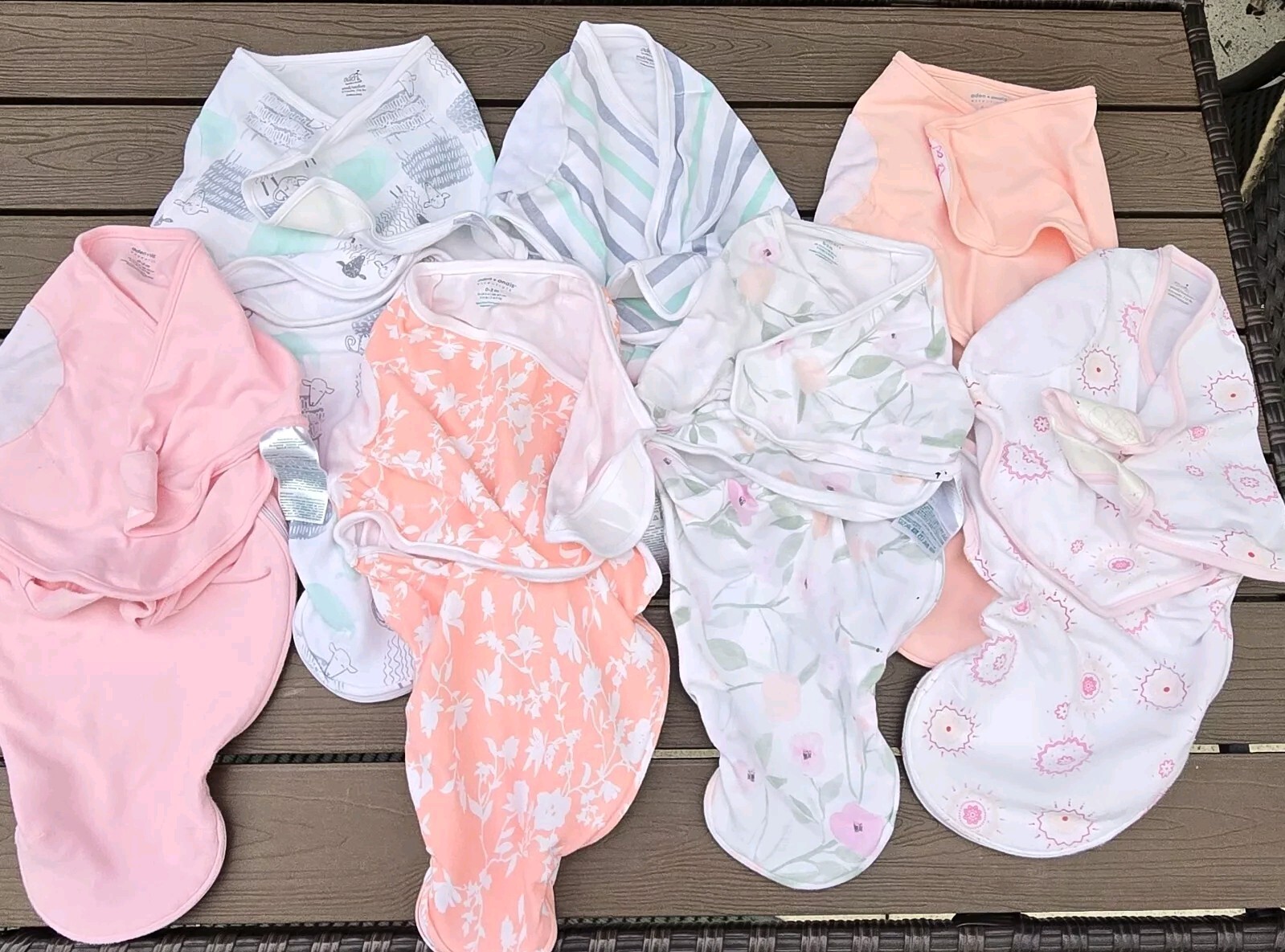 Lot of 7 Small Baby Swaddle Wraps-Sleep Sacks - Girl Lot Aden + Anais-image