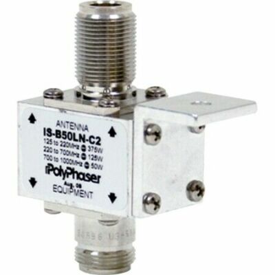 Polyphaser IS-B50LN-C2-ME Bulkhead Lightning Arrestor, 10-1000 MHz, N-Type F/M
