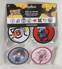 Naruto Shippuden Japanese Anime/Manga Iron-on 3" dia. patches 8 pack NEW