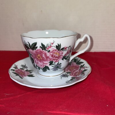 Rose Pattern Porcelain Tea Cup And Saucer, China- Estate Find