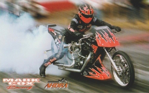 1999 Mark Cox Crossroads Top Fuel Harley-Davidson NHRA AHDRA Hero Card - Bild 1 von 2