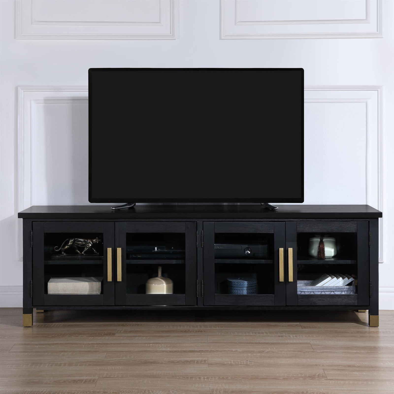 Steve Silver Yves Engineered Wood TV Stand For TVs Upto 75" in Black