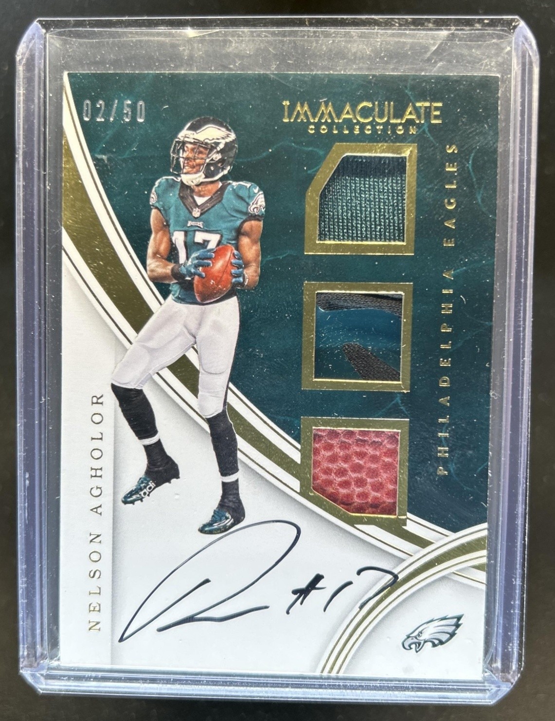 2016 Panini Immaculate Nelson Agholor Players Jersey Auto Autograph Ball #/50