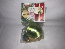 LeeWards MALTESE Green/Gold Vintage Sequin Bead Christmas Ornament Kit NOS