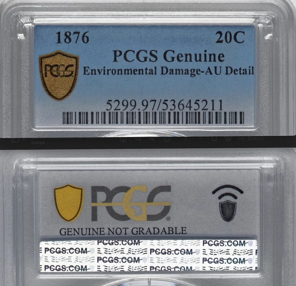 1876 PCGS AU 14,640-Minted! Doubled Die Reverse CENTENNIAL Twenty Cent Piece 20c - Image 4 of 4