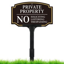 Private Property No Trespassing Sign 38x10Inch, Black and White-1Pack-38"x10"