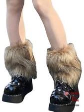 Women's Faux Fur Ankle Leg Warmers Fuzzy Leg Cuffs Winter Cuff One Size Brown