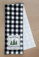 "Fresh Farm Christmas Trees" Black/White Buffalo Check Table Runner 71" x 13.75"