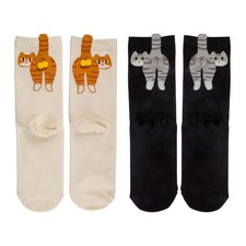 1 Pair Women's Cute Cat Socks, Funny Novelty Animal Cat with Balls Socks Gift OY