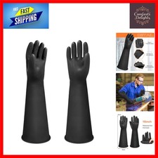 Heavy Duty Rubber Gloves, 18" Long Rubber Gloves, Reusable Waterproof Cleanin...