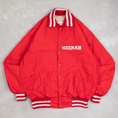 Vintage Neenah Varsity Bomberjacke Large Herren 1980er USA Made Red Location