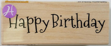 Happy Birthday Wooden Rubber Stamp - Red