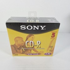 Sony CD-R 5 Pack 700MB 80min 1x-48x in Slim Jewel Cases High Speed - Brand New