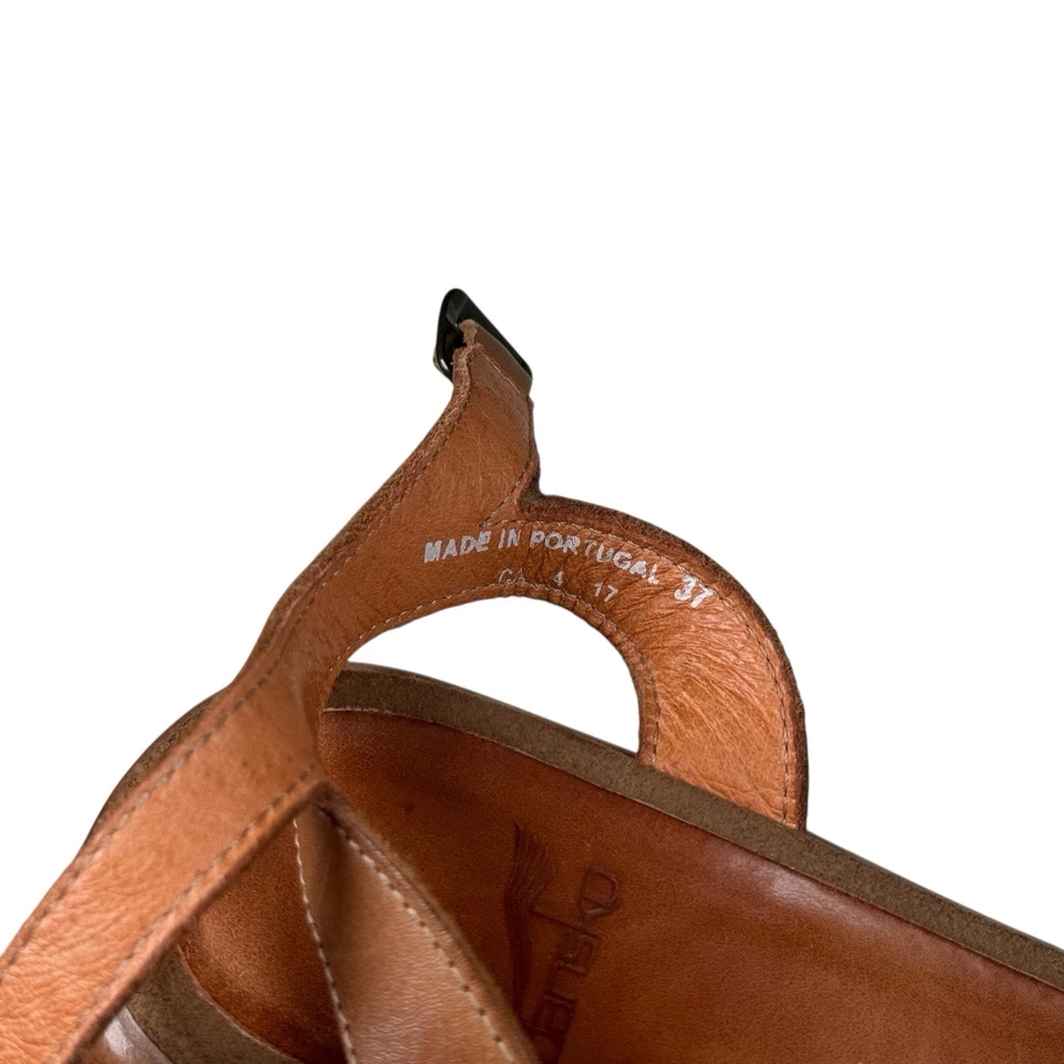 Sandalias Dansko Para Mujer Talla 37 Lara Gruesas Cuero Tostado Británico Correa al Tobillo Boho Foto 4 de 4