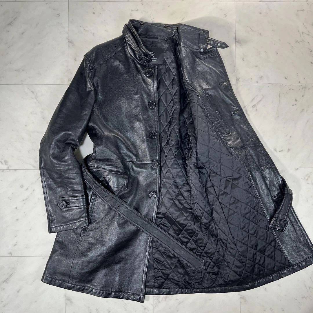 Cappotto pelle BURBERRY BLACK LABEL cintura montone trapuntato Ll uomo #ED ZHA