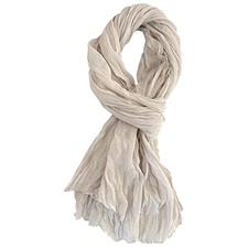 Summer Cotton Blend Crinkle Vintage Soft Scarf Fashion Solid Scarf Wrap Beige