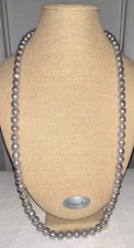 Silver Faux Pearl Necklace Carol Dauplais Ltd. Tag, Clasp-Strawbridge Clothier
