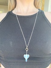 Vintage Lee Sands Opalite Carved Angel Pendan...