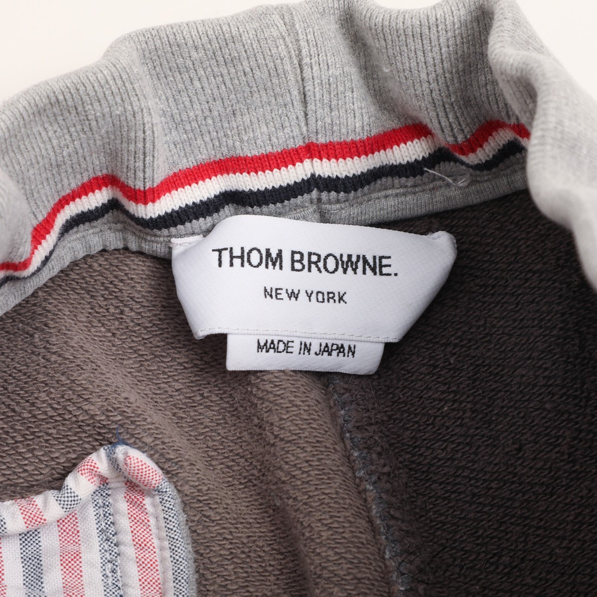 Thom Browne Made in Japan Gray Patchwork Quadriple Stripe Hoodie +