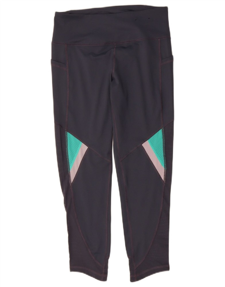 FILA Womens Crop Leggings UK 14 Large  Navy Blue Colourblock Polyester LS07
