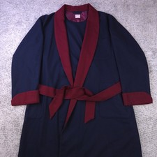 VTG Brooks Brothers Robe Mens Medium Bathrobe 100 Wool Flannel Navy Burgundy