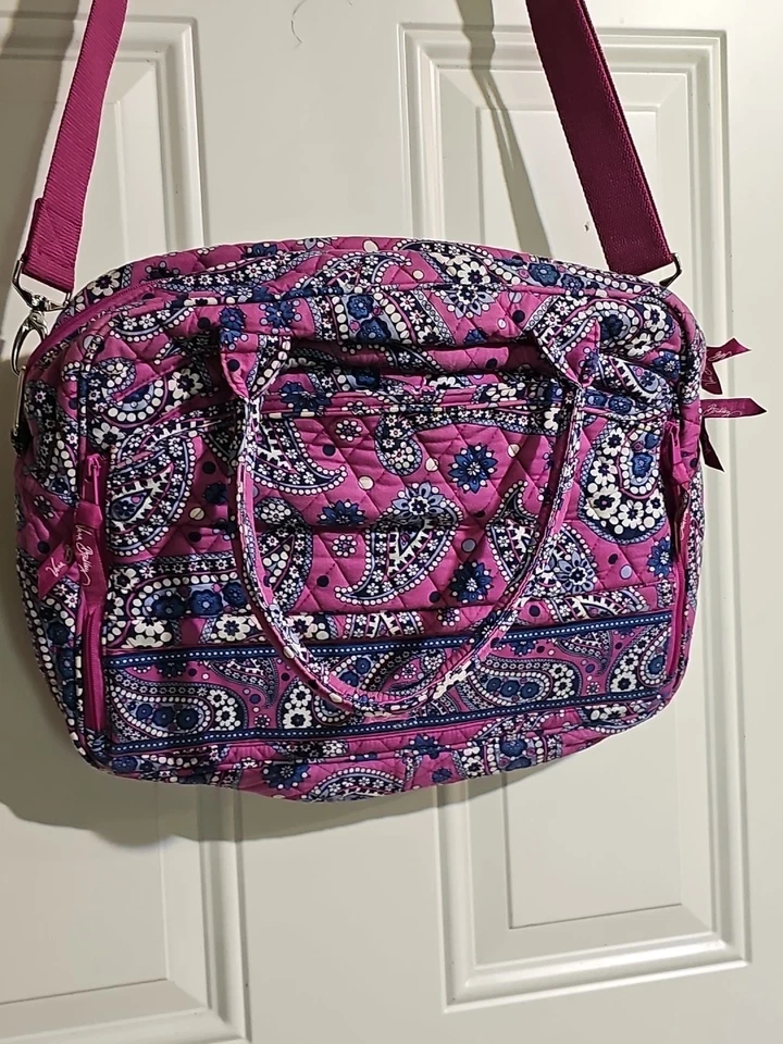Vera Bradley Purple Paisley Metropolitan Travel Computer Bag Paisley Messenger - Image 4 of 4