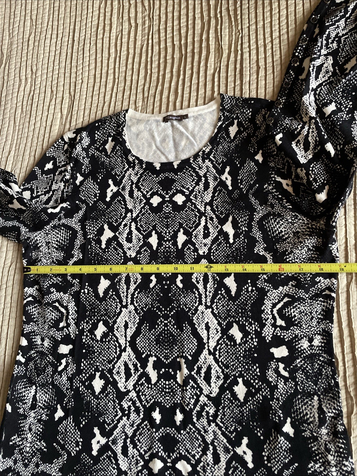 McLaughlin Black White Snakeskin Python Stretchy … - image 5