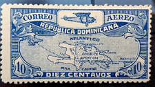 Dominikana 1930. Stempel poczty lotniczej. SC# C6 10c Bladoniebieski Miętowy WIEPRZ