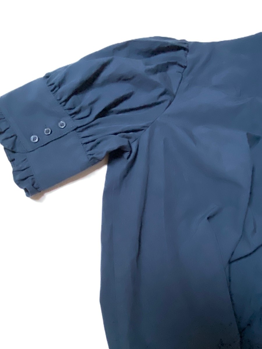 NWT* Banana Republic Mari Poplin Ruffle Navy Mini Dress Women's L | eBay