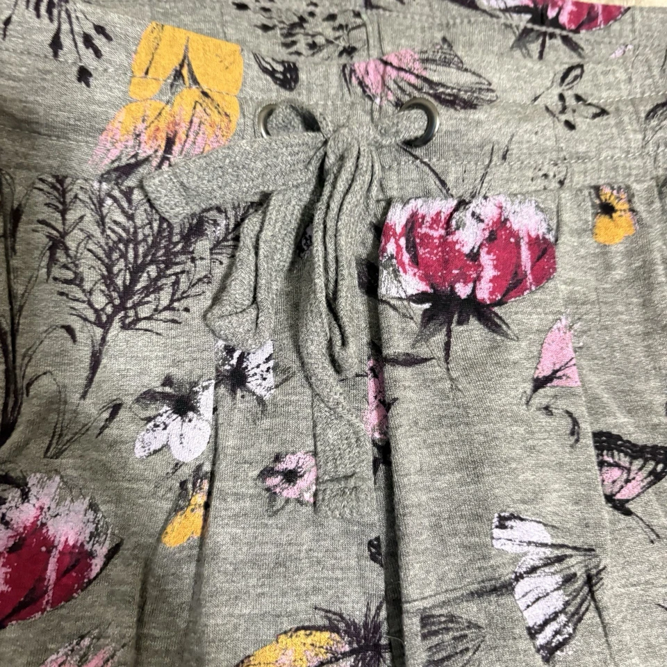 Calça pijama feminina Gillian & O'Malley S cinza pena floral padrão borboleta - Imagem 3 de 3