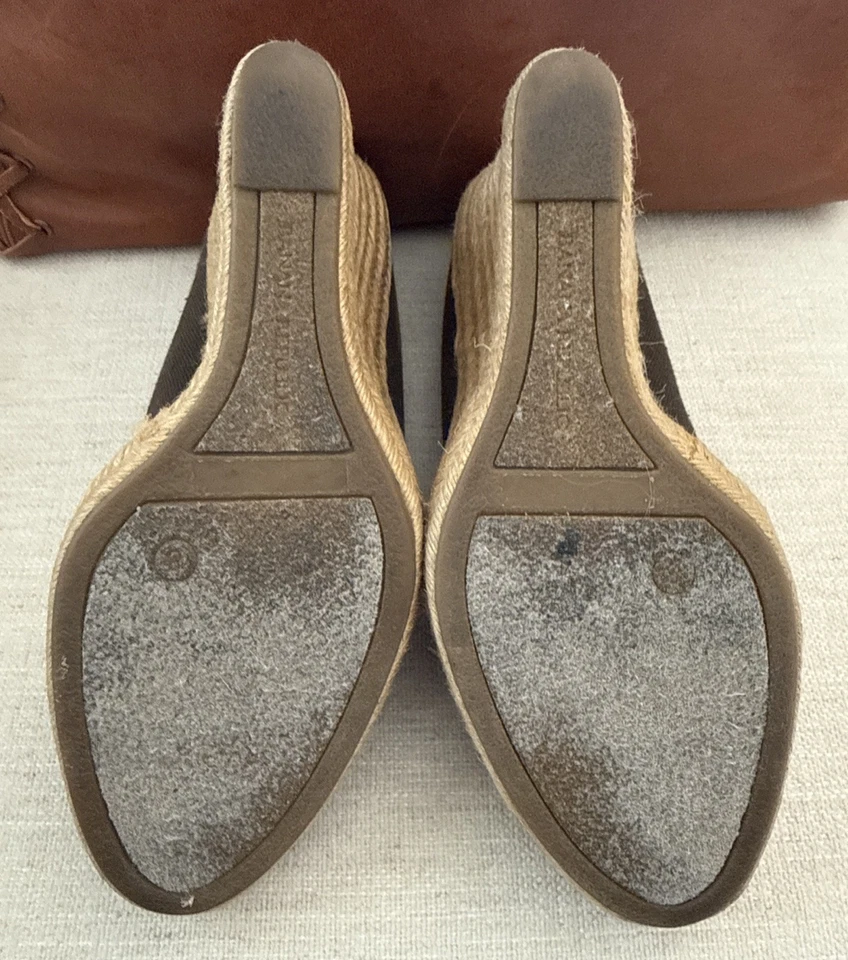 Винтаж? Banana Republic серо-коричневый холст / веревки Espadrille скольжения на танкетке размер 8 - Изображение 3 из 4