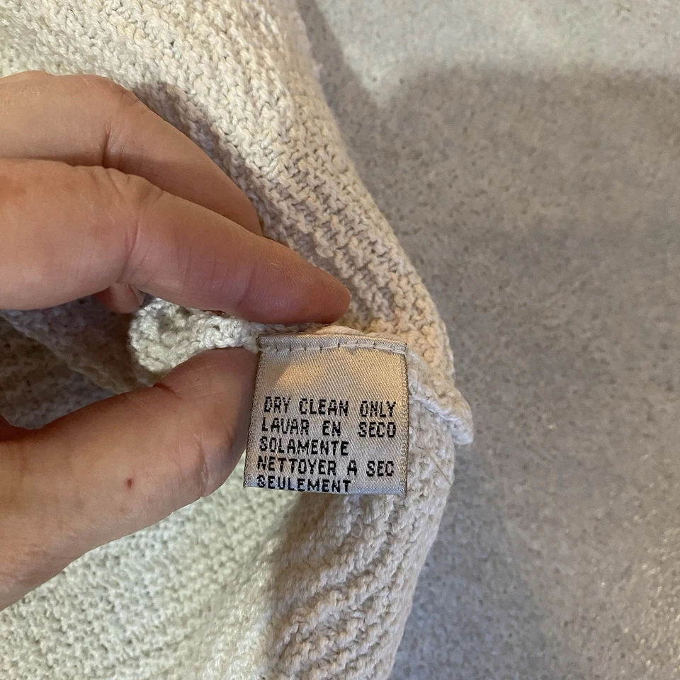 Evan Picono Cárdigan Suéter Para Mujer’s L Marfil Tejido Pesado Abotonado Mezcla de Algodón Foto 4 de 4