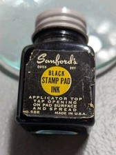 Vintage Sanford's Black Stamp Pad Ink No. 588 Full Bottle
