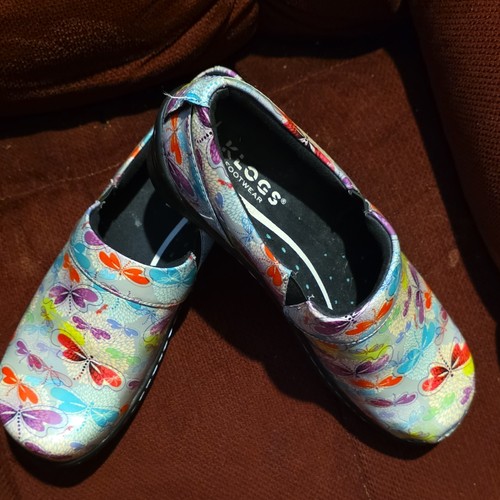 KLOGS Women's Slip-On Clog Shoes Multicolor Butterfly Print Closed Toe