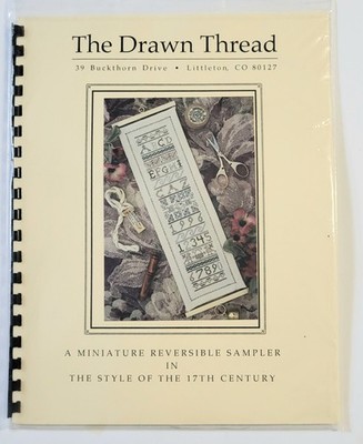 THE DRAWN THREAD MINIATURE REVERSIBLE SAMPLER CROSS STITCH KIT, LINEN, FLOSS