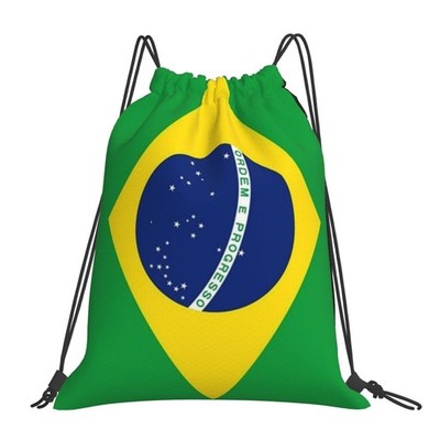 Cute Brazil Flag Drawstring Backpack Gym String Bag Adjustable Brazilian Spor...