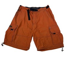 VTG Abercrombie Fitch Paratrooper Cargo Shorts Mens 34 Orange Belt Utility Y2K