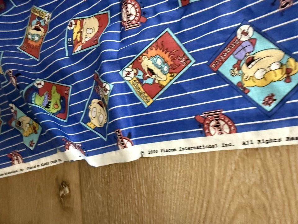 VTG 2000 Viacom Rugrats Cotton Fabric Nickelodeon 3ft x 5ft 5in Blue Character - Image 4 of 4