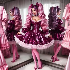 Shimmering Vintage Victorian Ball Gown Short Lace Corset Evening Dress Custom