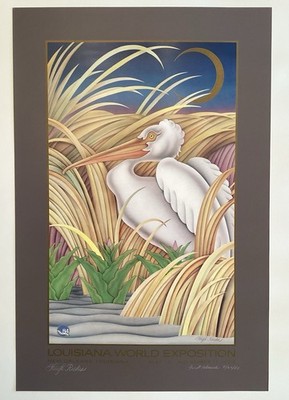 World Expo Rare Hugh Ricks HAND SIGNED & DATED Louisiana 1984 Poster