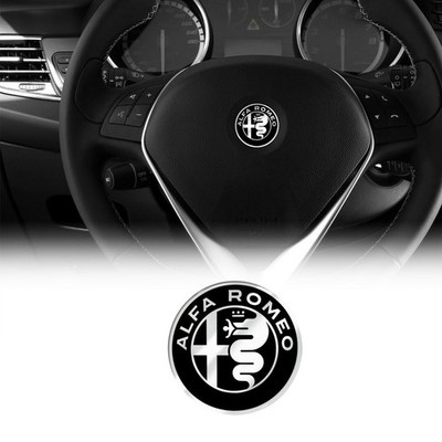 Alfa Romeo Aufkleber 3D Logo für Lenkrad, Black, Durchmesser 40 MM