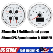 2 Gauge Set 85mm Gps Speedometer 0-160mph Fuel Water Temp Press Volt For Boat Us 2 Gauge Set 85mm Gps Speedometer 0-160mph Fuel Water Temp Press Volt For Boat Us