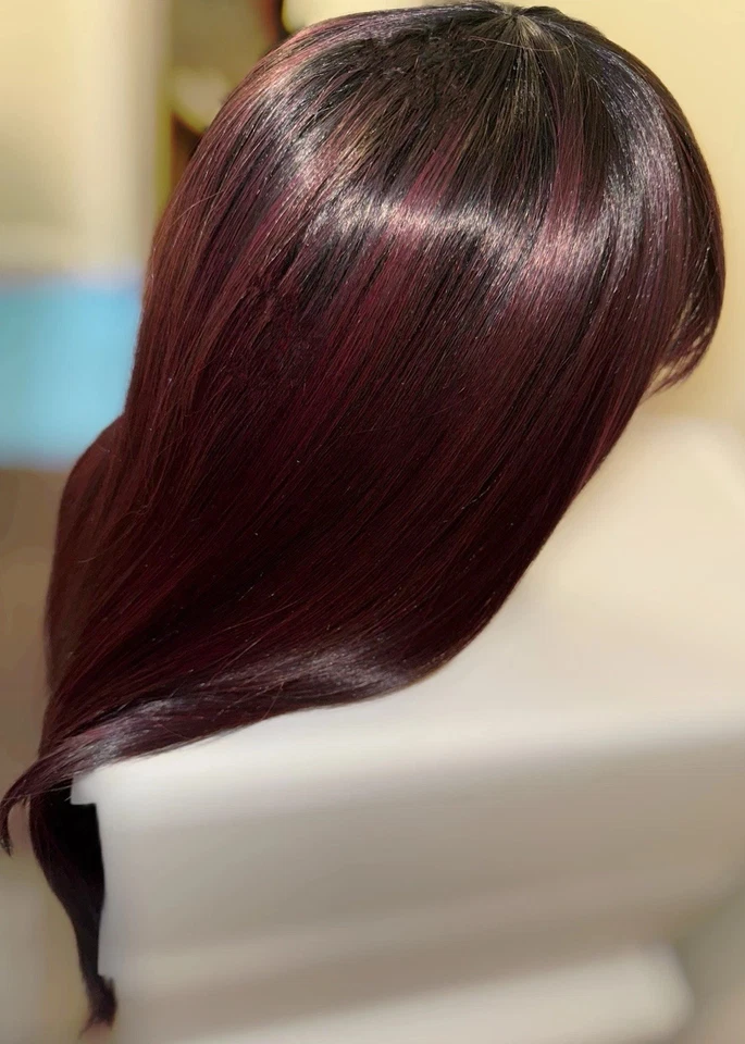 美丽,28 英寸,直,黑色带黑色樱桃亮点,100% 人发,假发 — 第 4/4 张图片