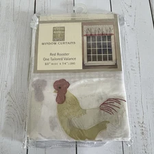 Vintage CHF Industries Red Rooster Tailored Valance 60” x 14” Farmhouse NOS