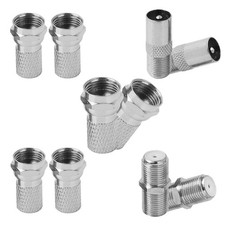 10 Pcs TV, Satellite & Modem Connector Kit, tv aerial 10-pack silver